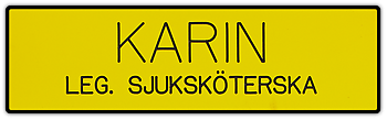 Namnskylt rektangulär i plastlaminat -347 gul/svar