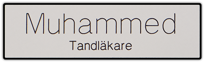 Namnskylt rektangulär i plastlaminat -305 silver/s