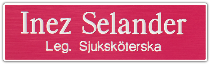 Namnskylt rektangulär i plastlaminat -317 rosa/vit