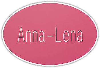 Namnskylt oval i plastlaminat -417 rosa/vit
