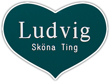 Namnskylt hjärta i plastlaminat -508 mörkgrön/vit