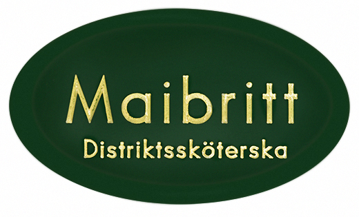 Namnskylt oval i mässing - 362 grön/guld