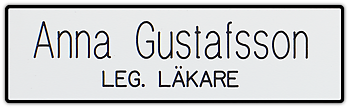 Namnskylt rektangulär i plastlaminat -303 vit/svar