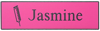 Namnskylt rektangulär i plastlaminat -315 rosa/svart