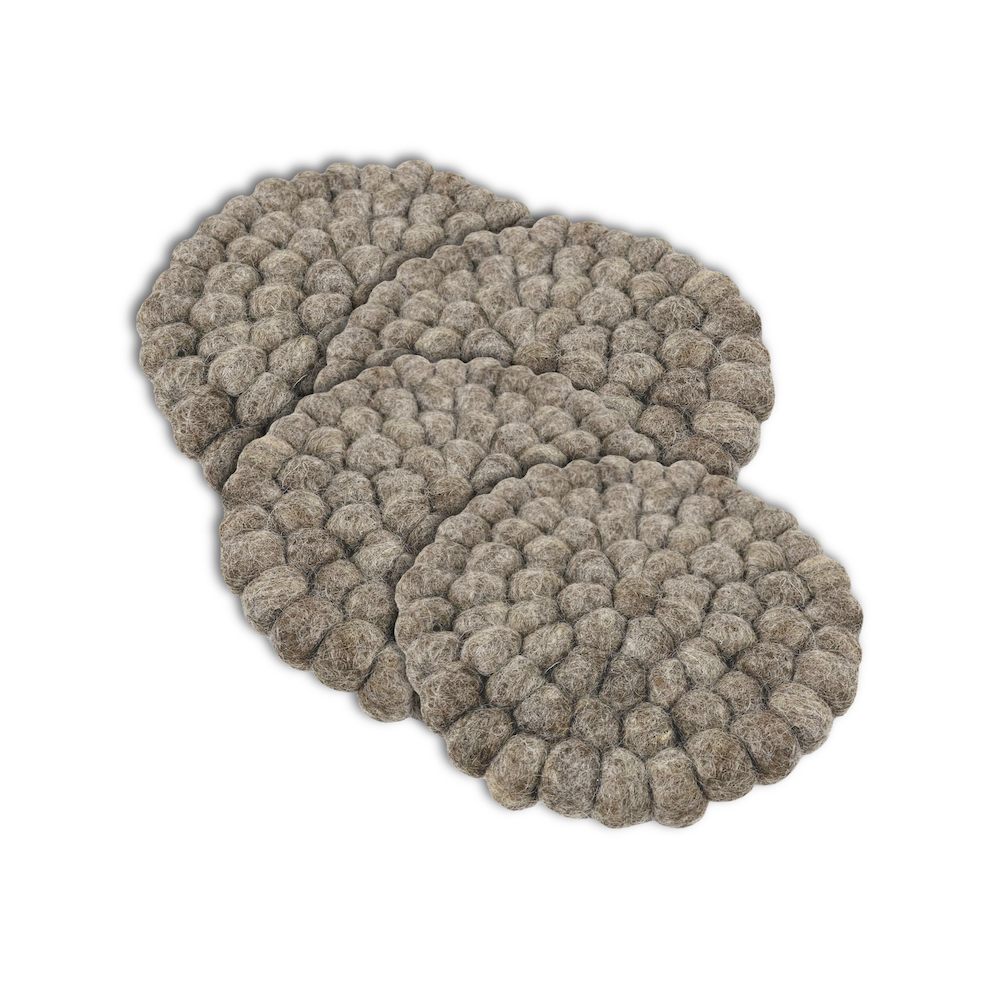 Wooldesign villapalloalustat, 4-pack, luonnonruskea