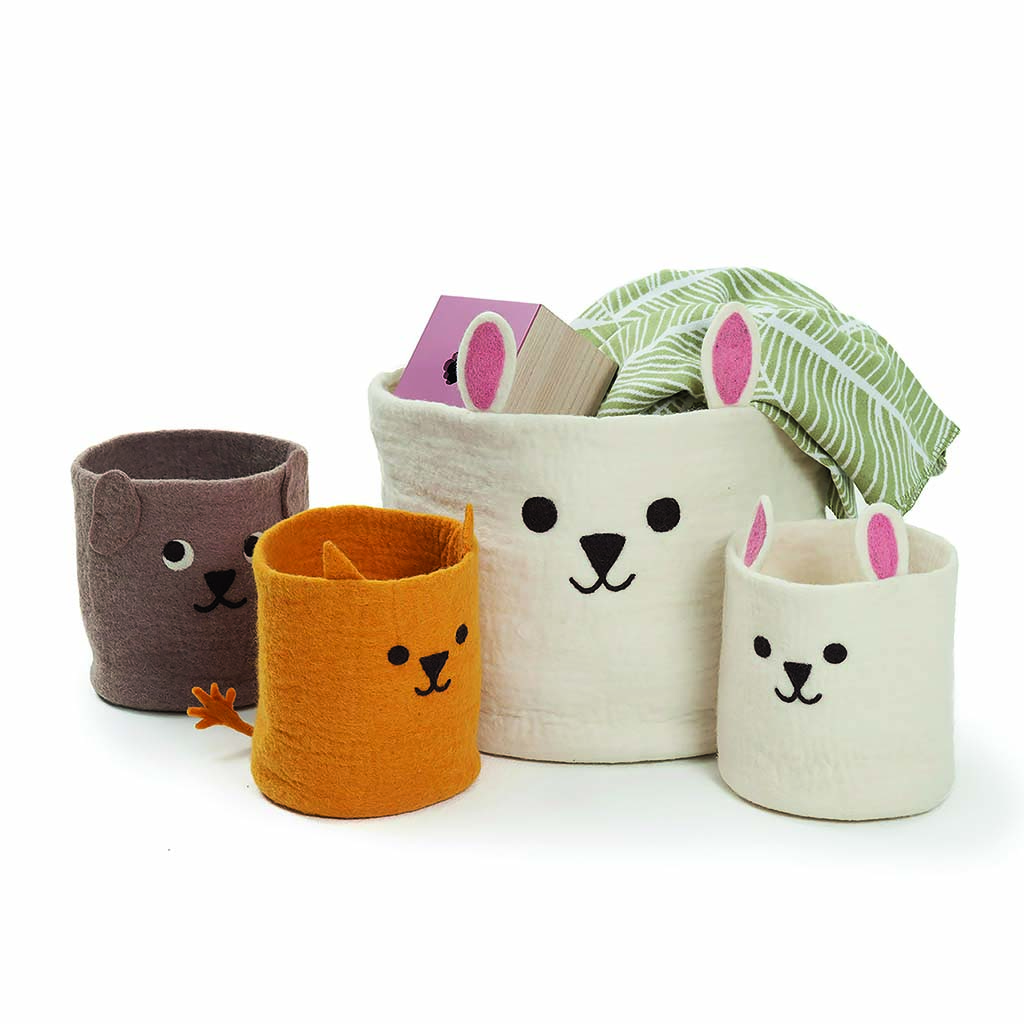 Handtovad ullkorg liten Rabbit White från Klippan - 2