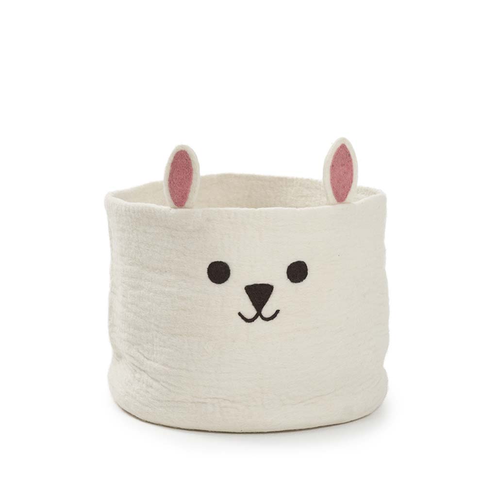 Handtovad ullkorg liten Rabbit White från Klippan