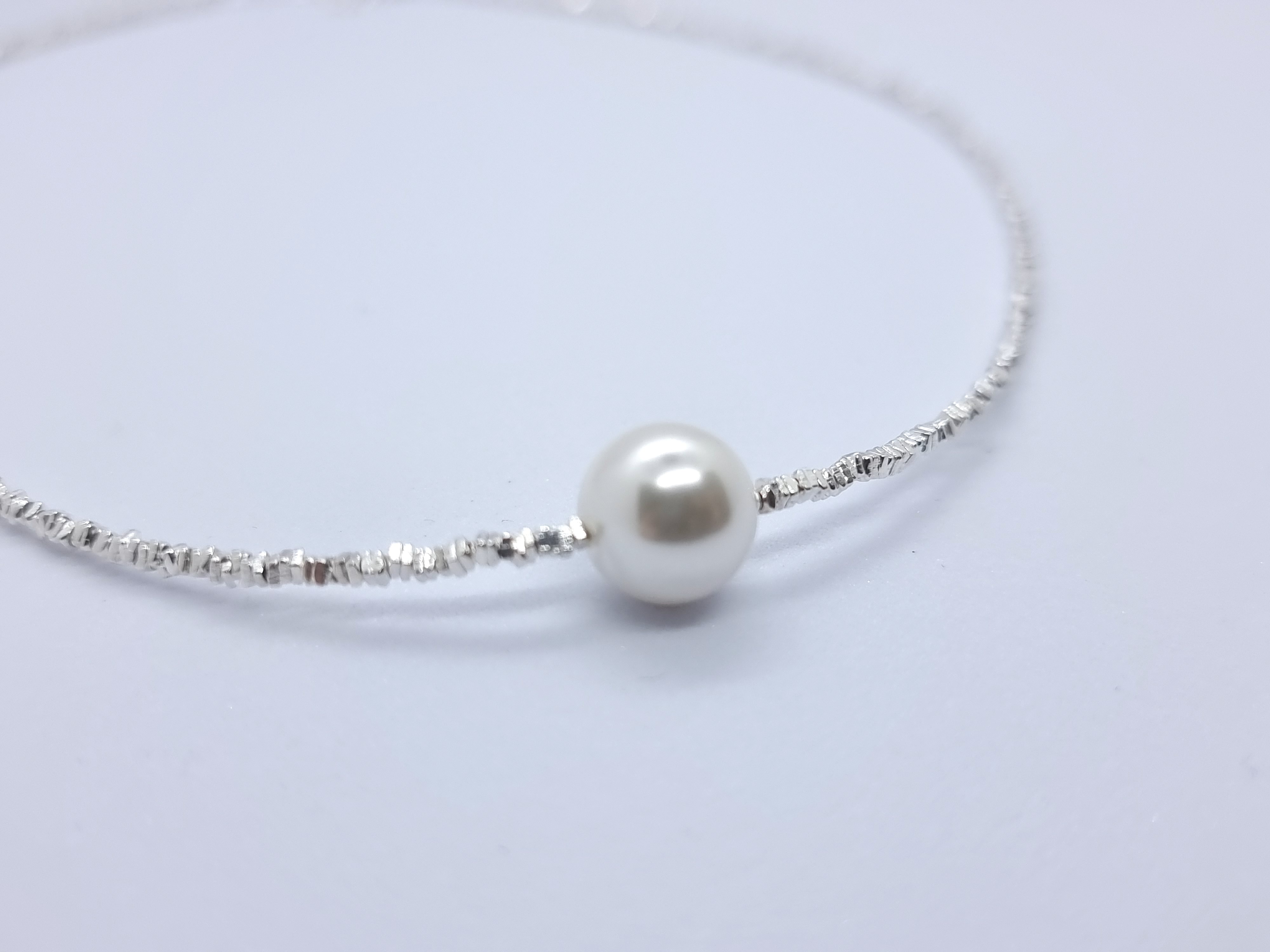 Silver necklace with fresh water pearl - 2
