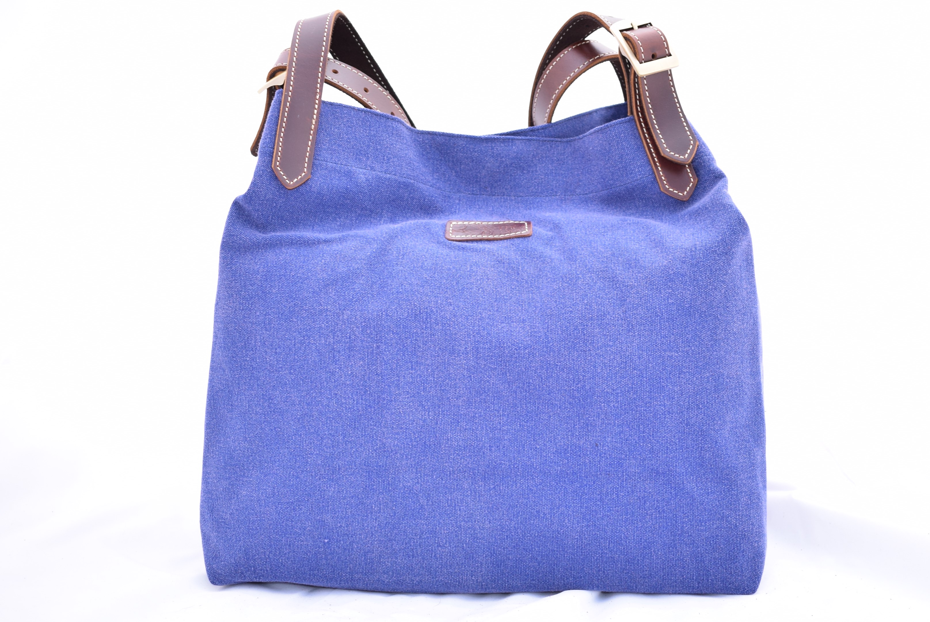 Blue canvas store tote bag