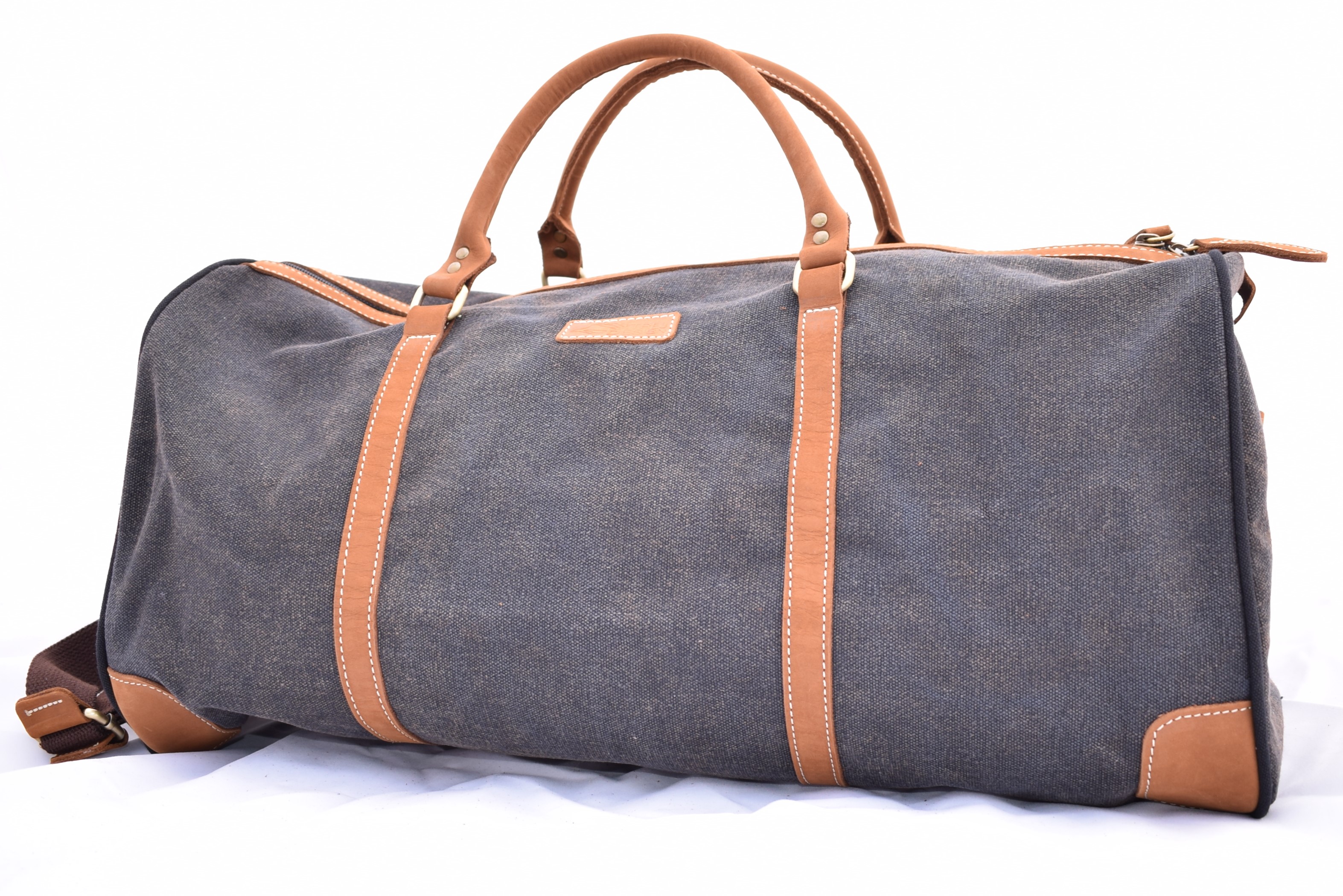 Weekendbag gråsvart canvas