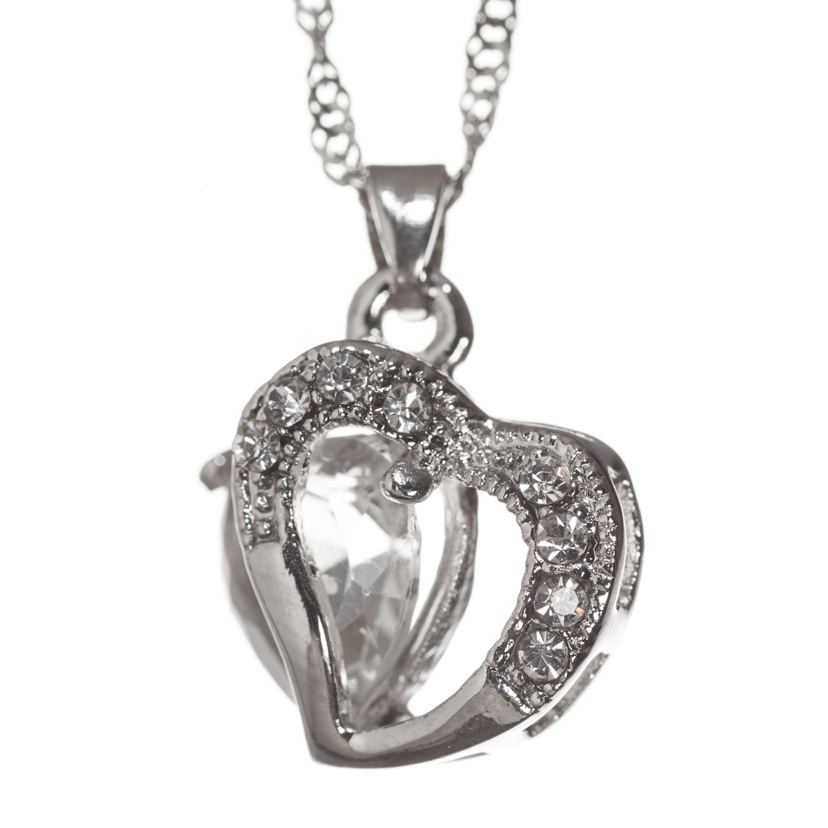 Halsband "crystalheart" vit