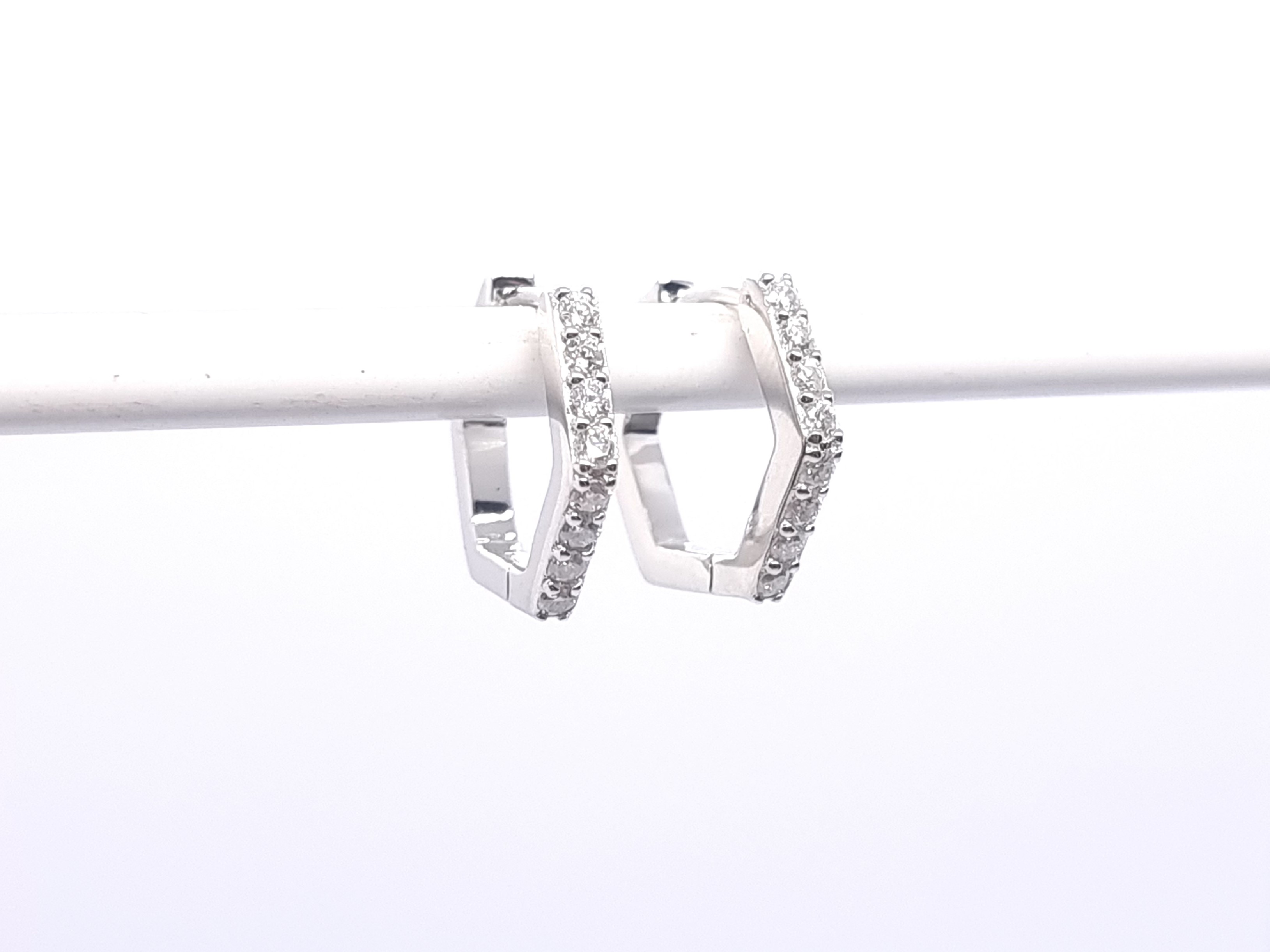Hexagon Silver and moissanite earrings - 2