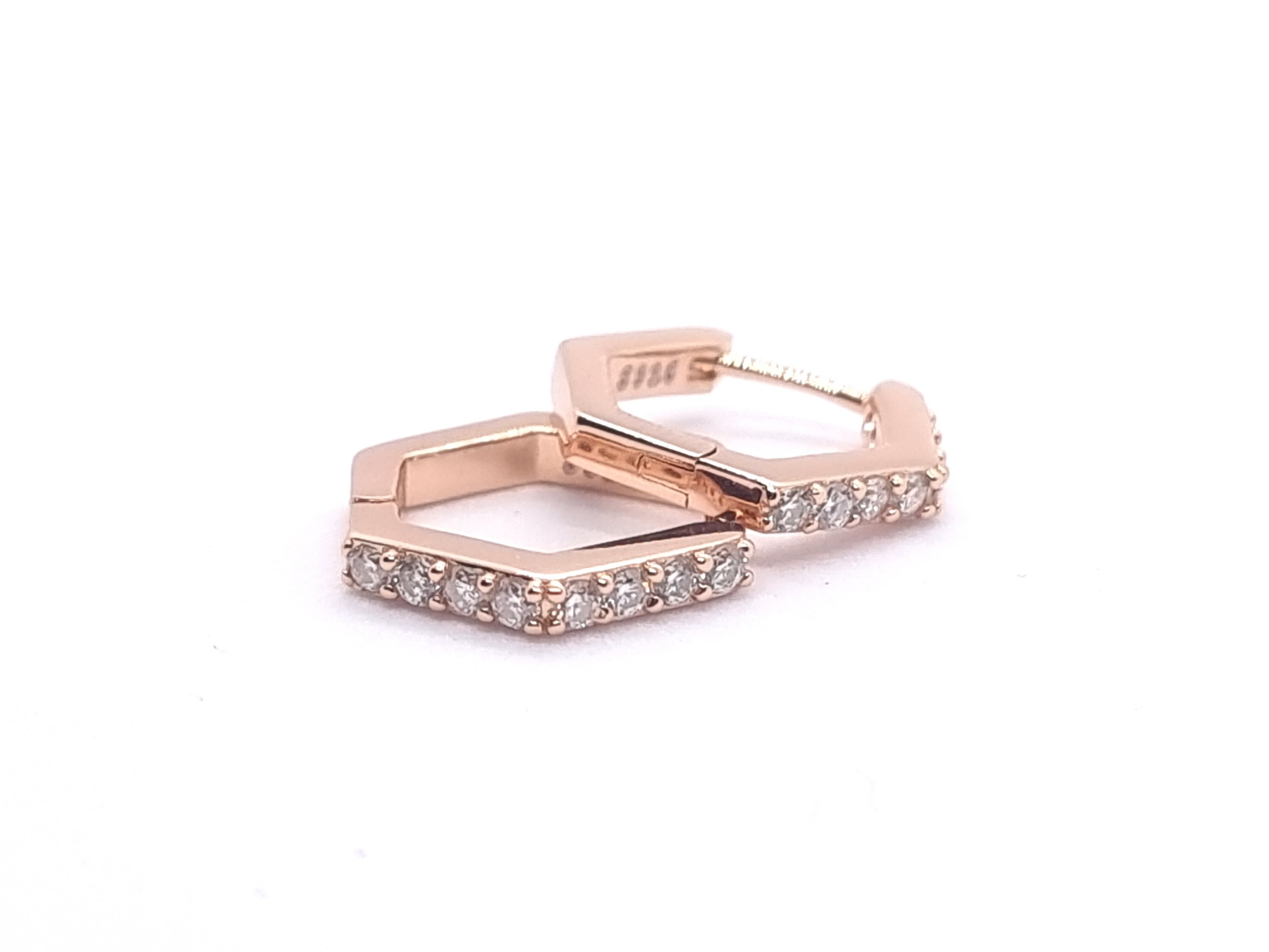 Hexagon Rose gold and moissanite earrings