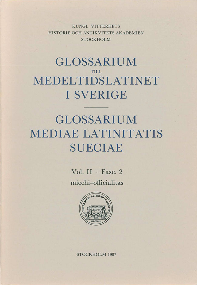 Glossarium till medeltidslatinet i Sverige – II:2