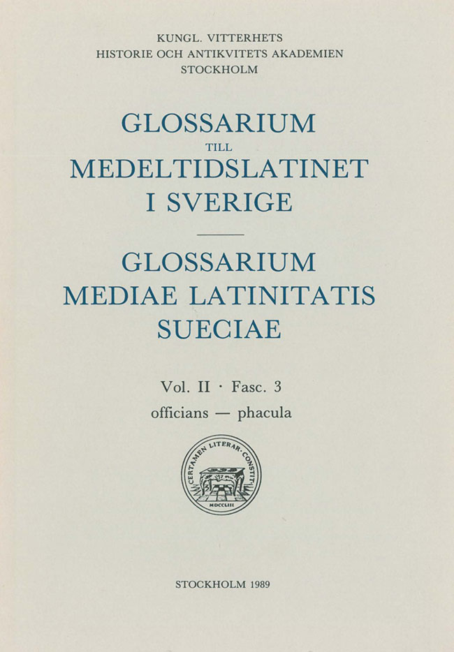 Glossarium till medeltidslatinet i Sverige – II:3