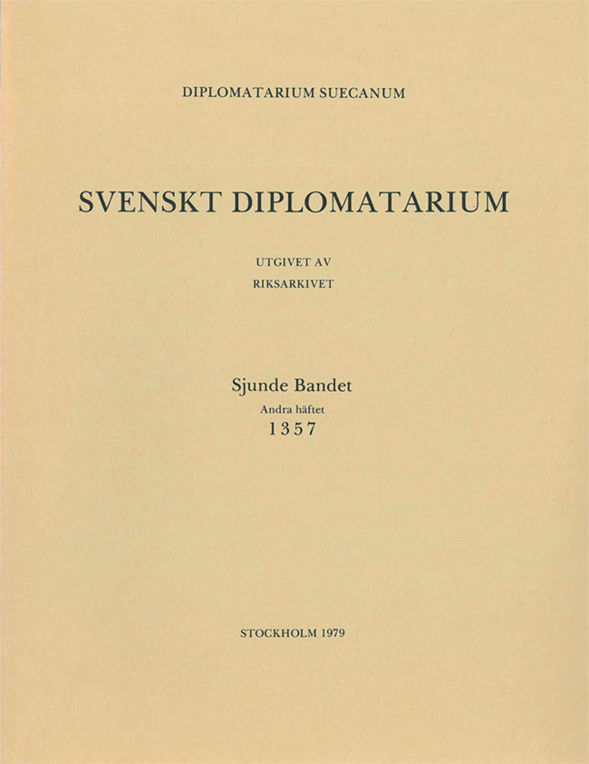 Svenskt Diplomatarium – Band 7,  häfte 2