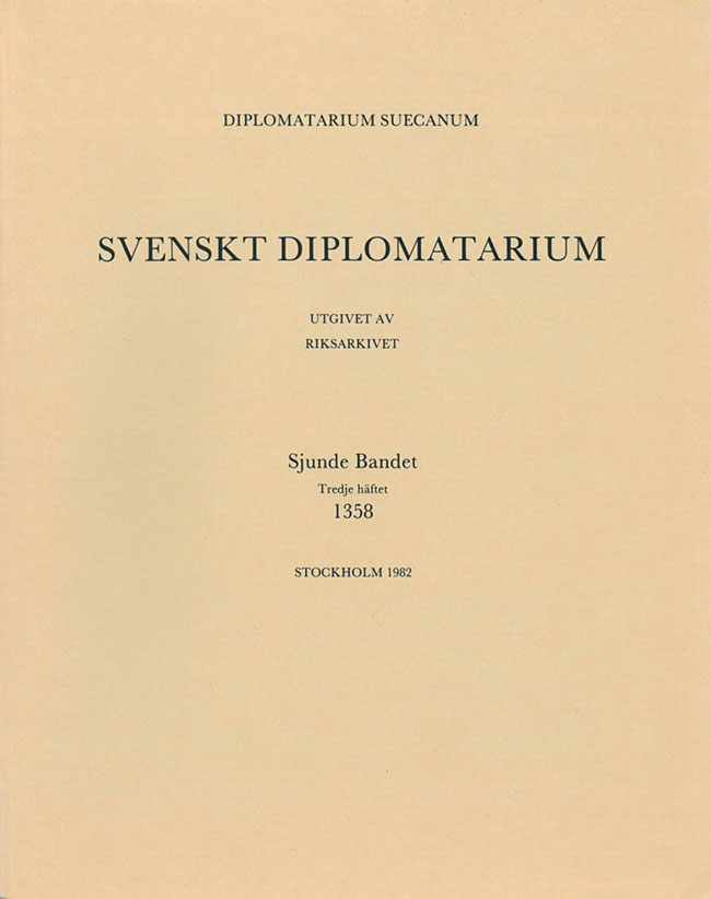 Svenskt Diplomatarium – Band 7, häfte 3