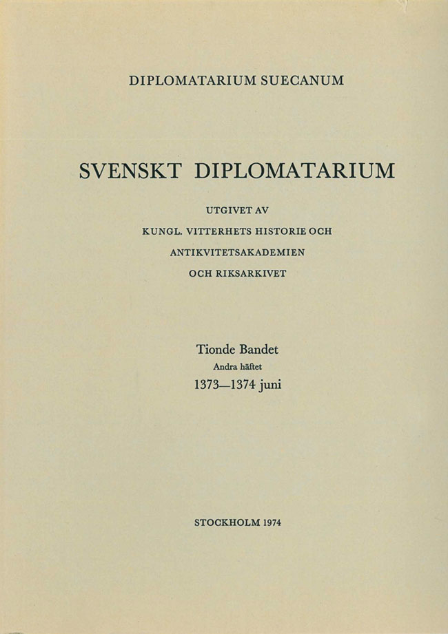 Svenskt Diplomatarium – Band 10, häfte 2