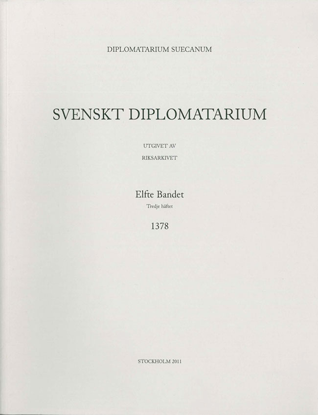 Svenskt Diplomatarium –  Band 11, häfte 3