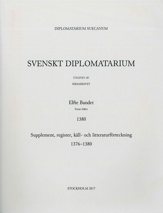 Svenskt Diplomatarium – Band 11,  häfte 5