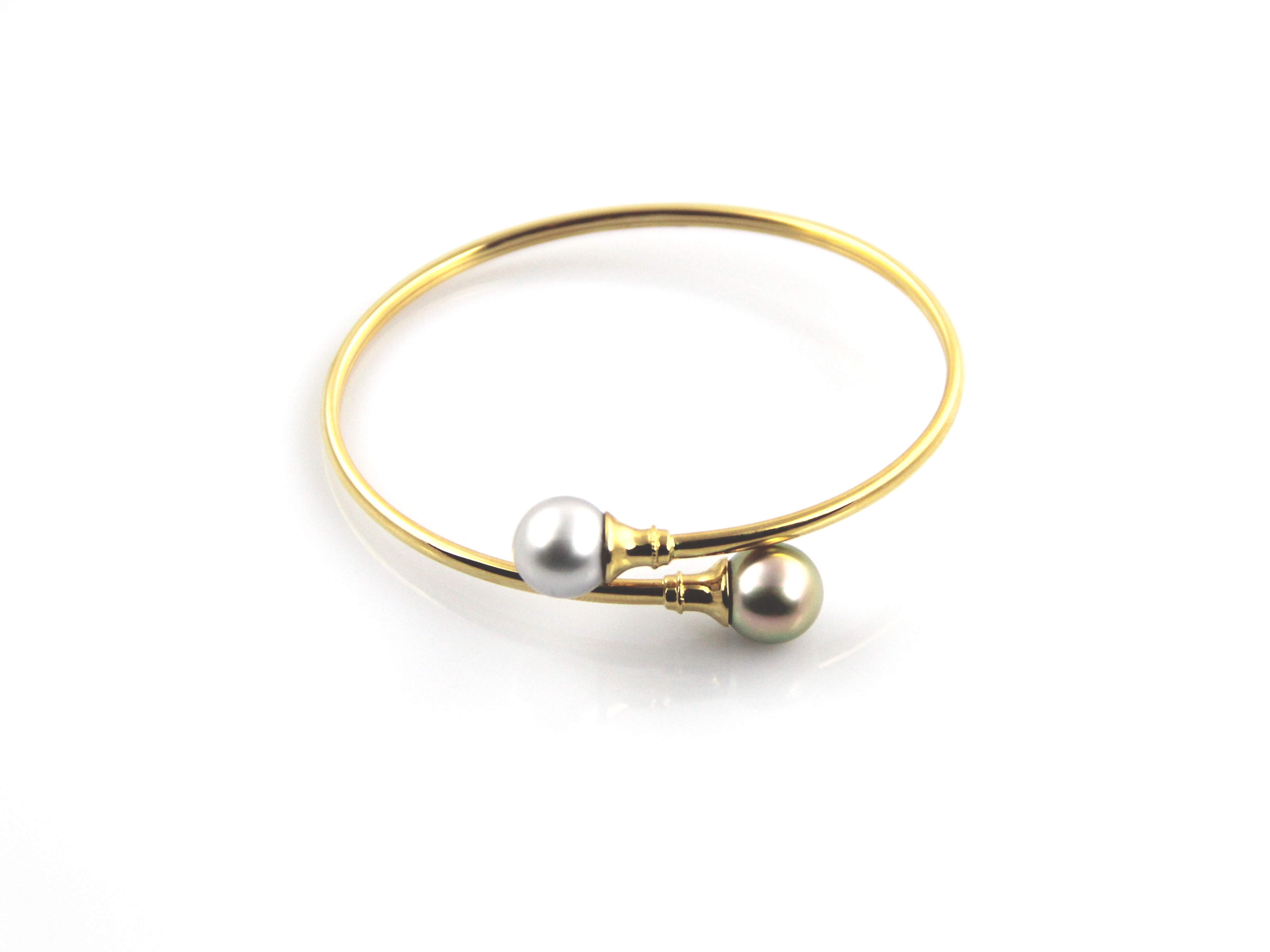 Pulsera en oro de 18 quilates con perlas de Tahiti con colores especiales - 4