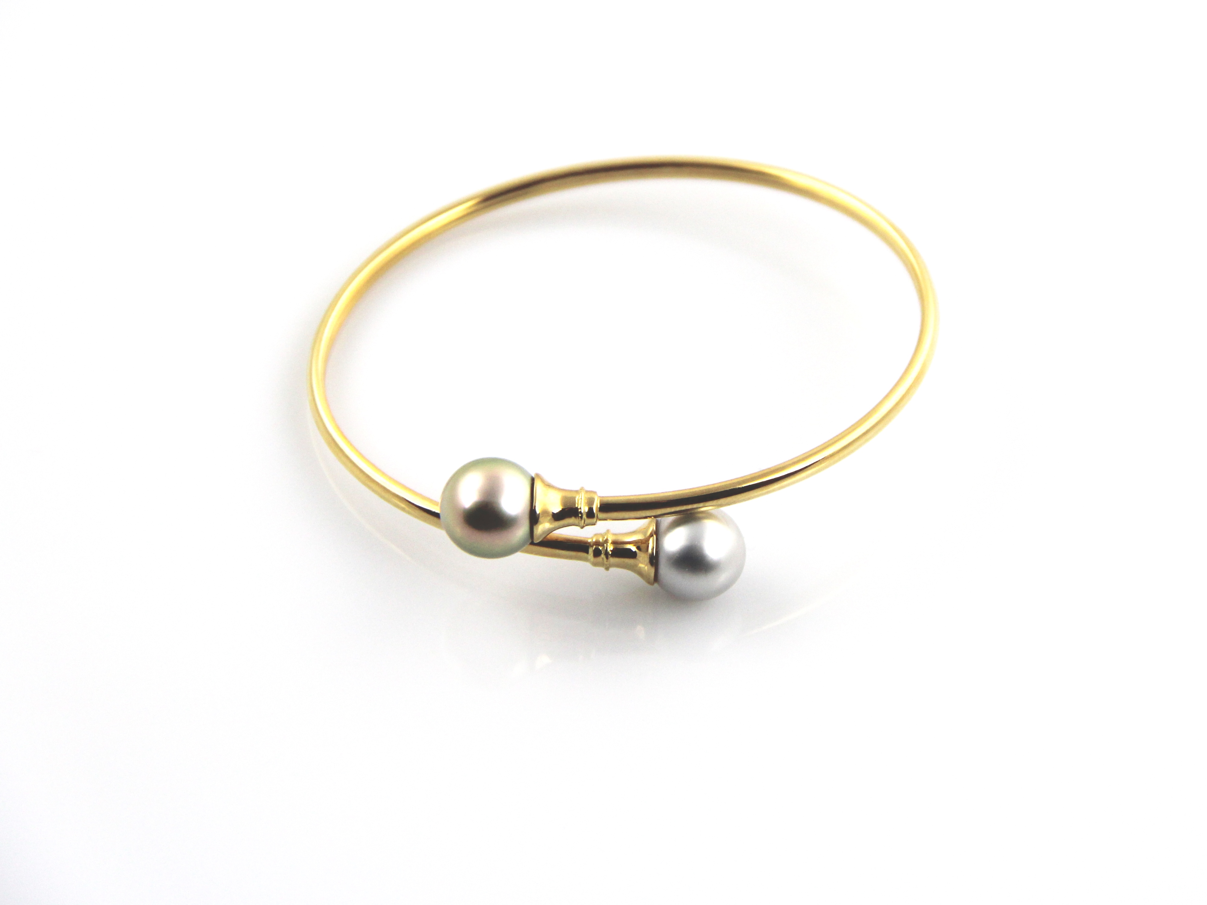 Pulsera en oro de 18 quilates con perlas de Tahiti con colores especiales - 5