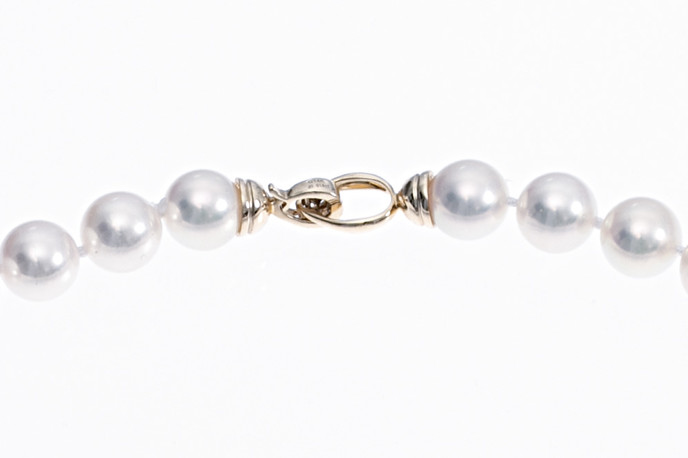 Halskette aus Akoya-Zuchtperlen in AAA-Qualität mit Verschluss aus Gold und Diamanten 8-8.5 mm - 5