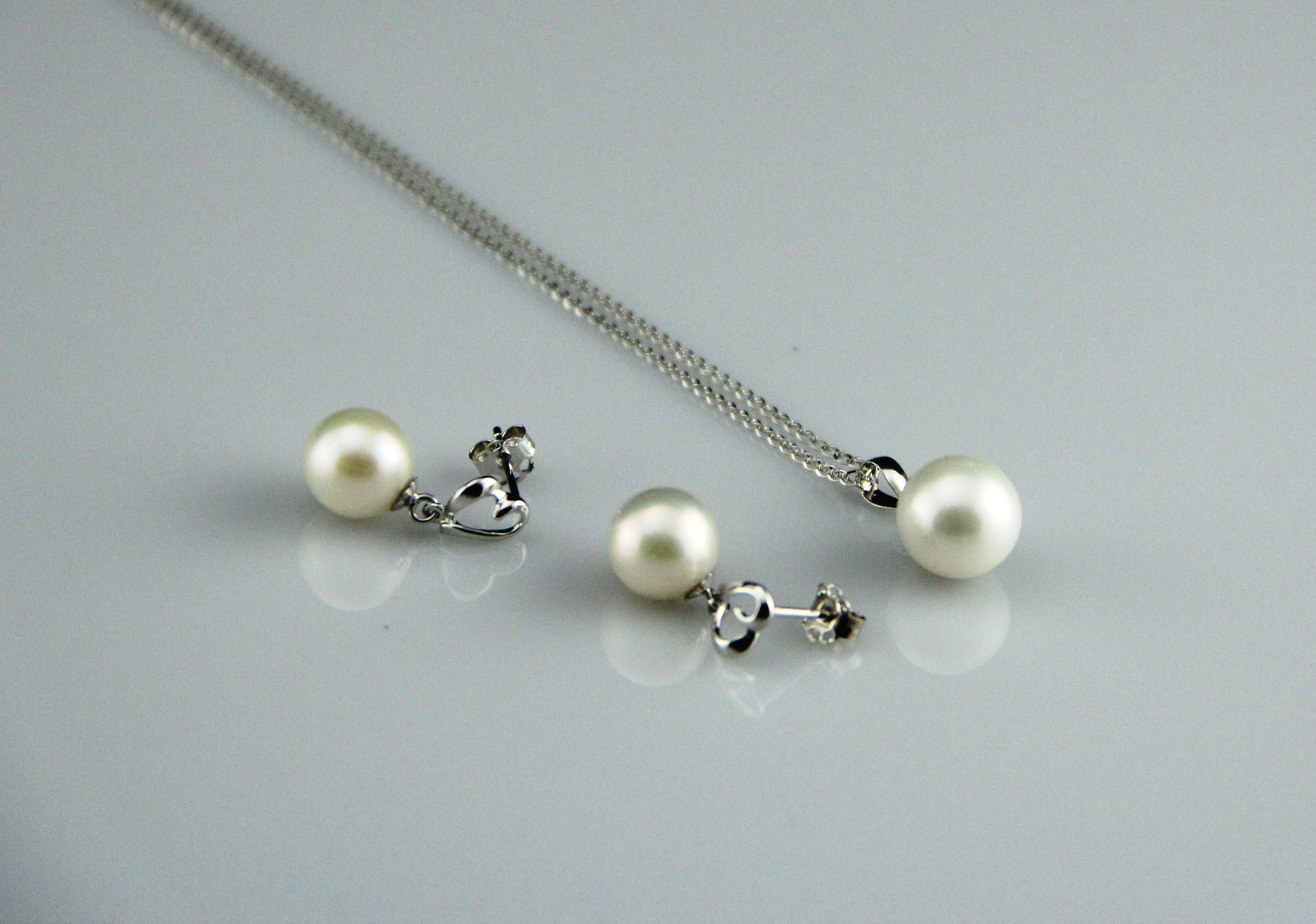 Set mit Süßwasserperlen aus 18 Karat Weißgold - 2