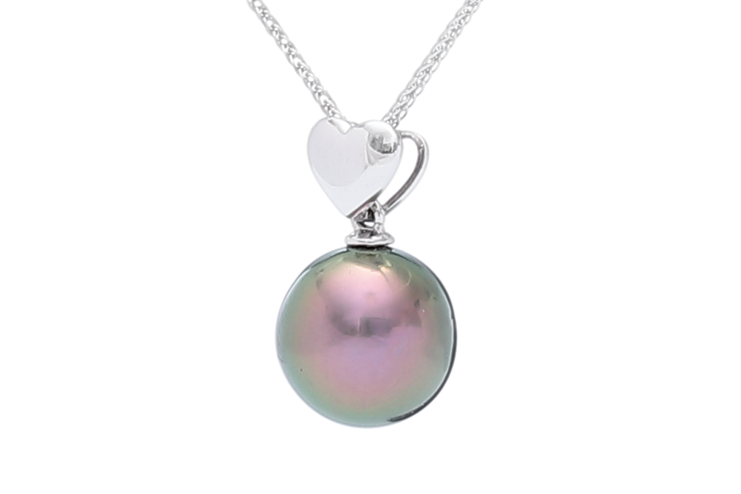 Tahitian pearl pendant set in white gold 8-9mm - 2