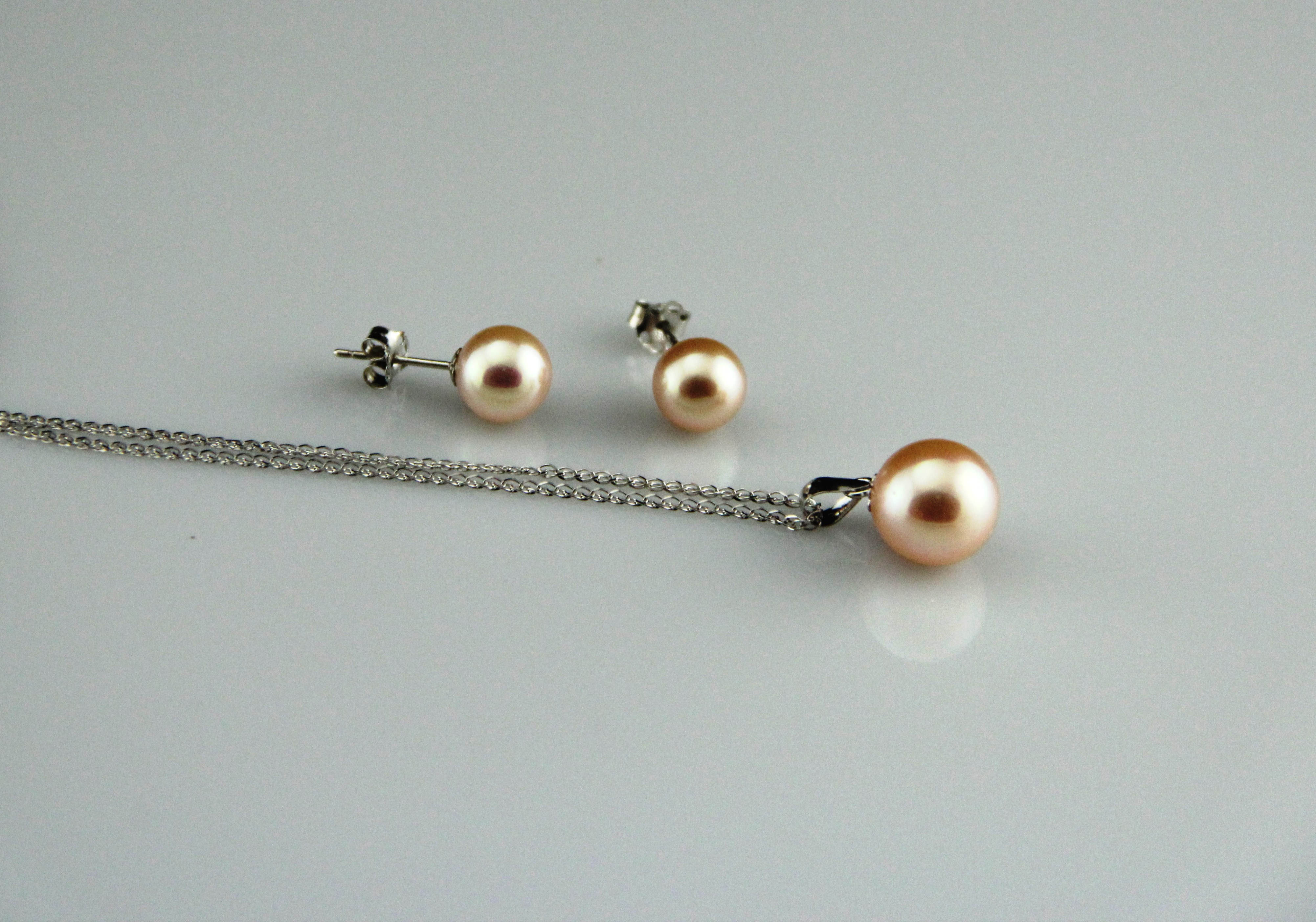 Set mit Süßwasserperlen in 18 Karat Weißgold - 2
