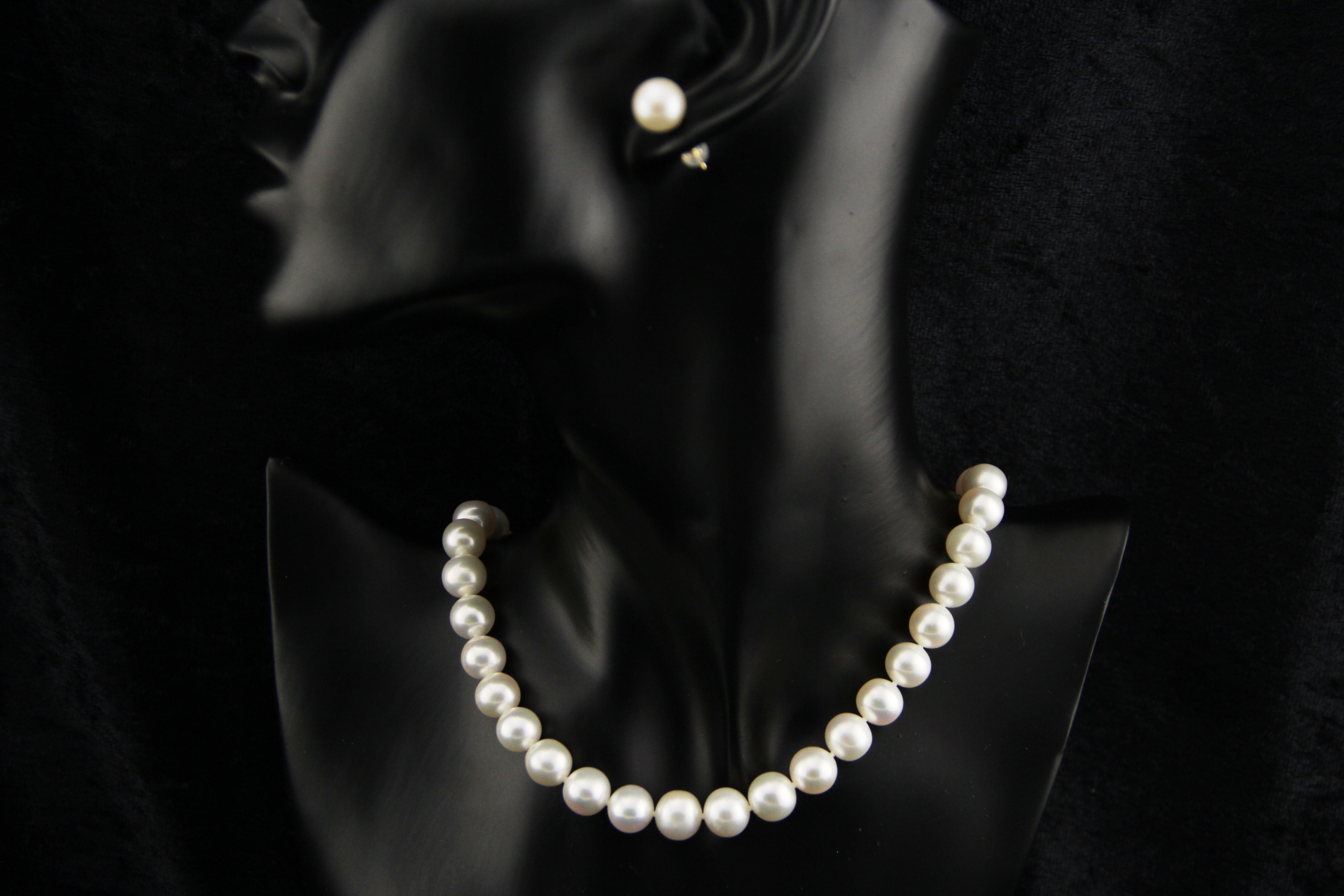 Klassisches Set mit Süßwasserperle in Gold - 4