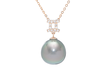 Zwillinge – 22. Mai/21. Juni, Perlenanhänger Tahiti in Gold mit Diamanten 