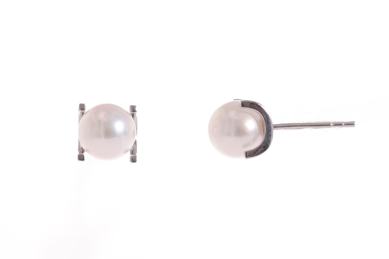 Pendientes de oro blanco con perlas Akoya de calidad AAA de 7-7.5 mm  - 2