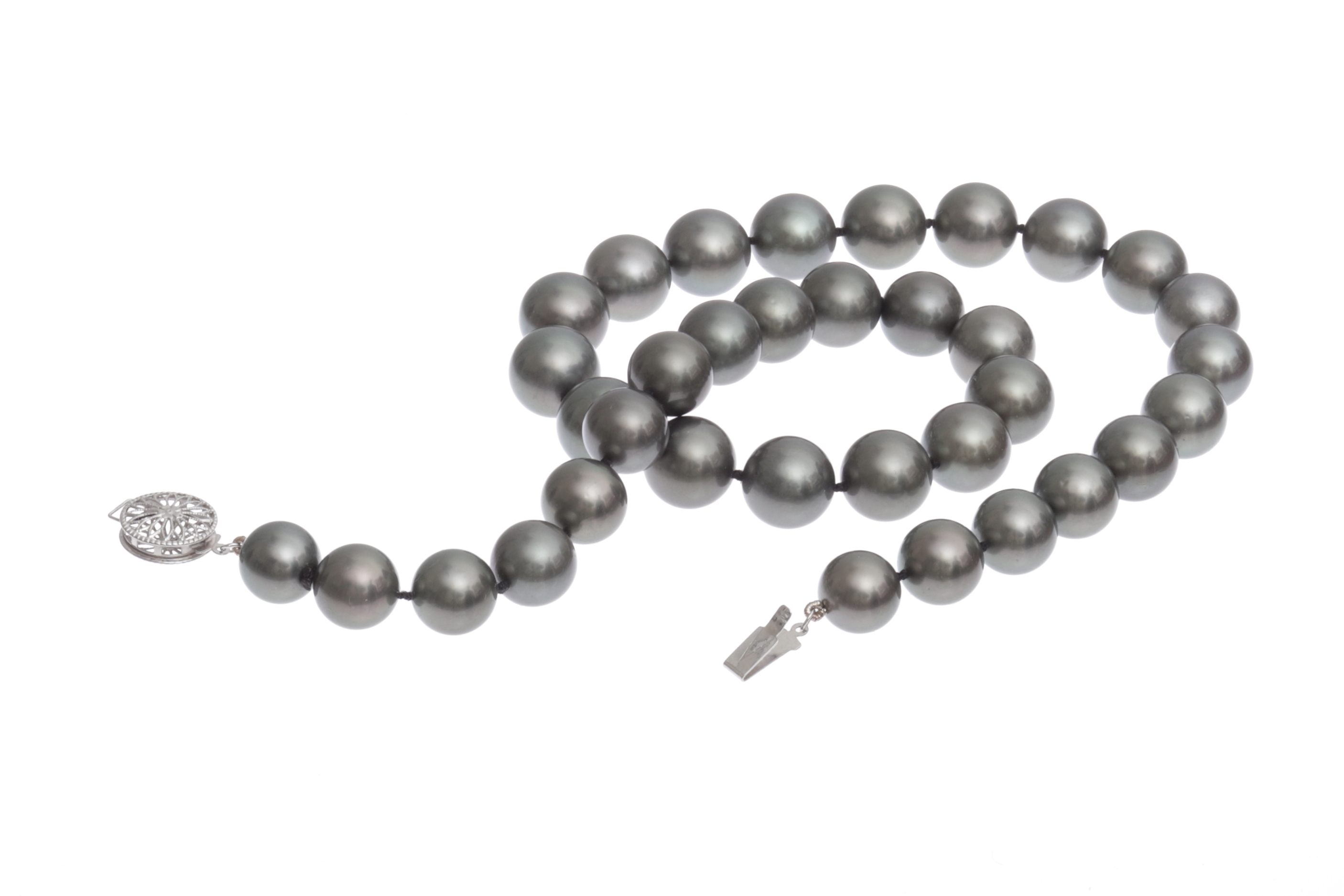 Große Tahiti-Zuchtperlenkette mit Weißgoldverschluss 11–13 mm - 7