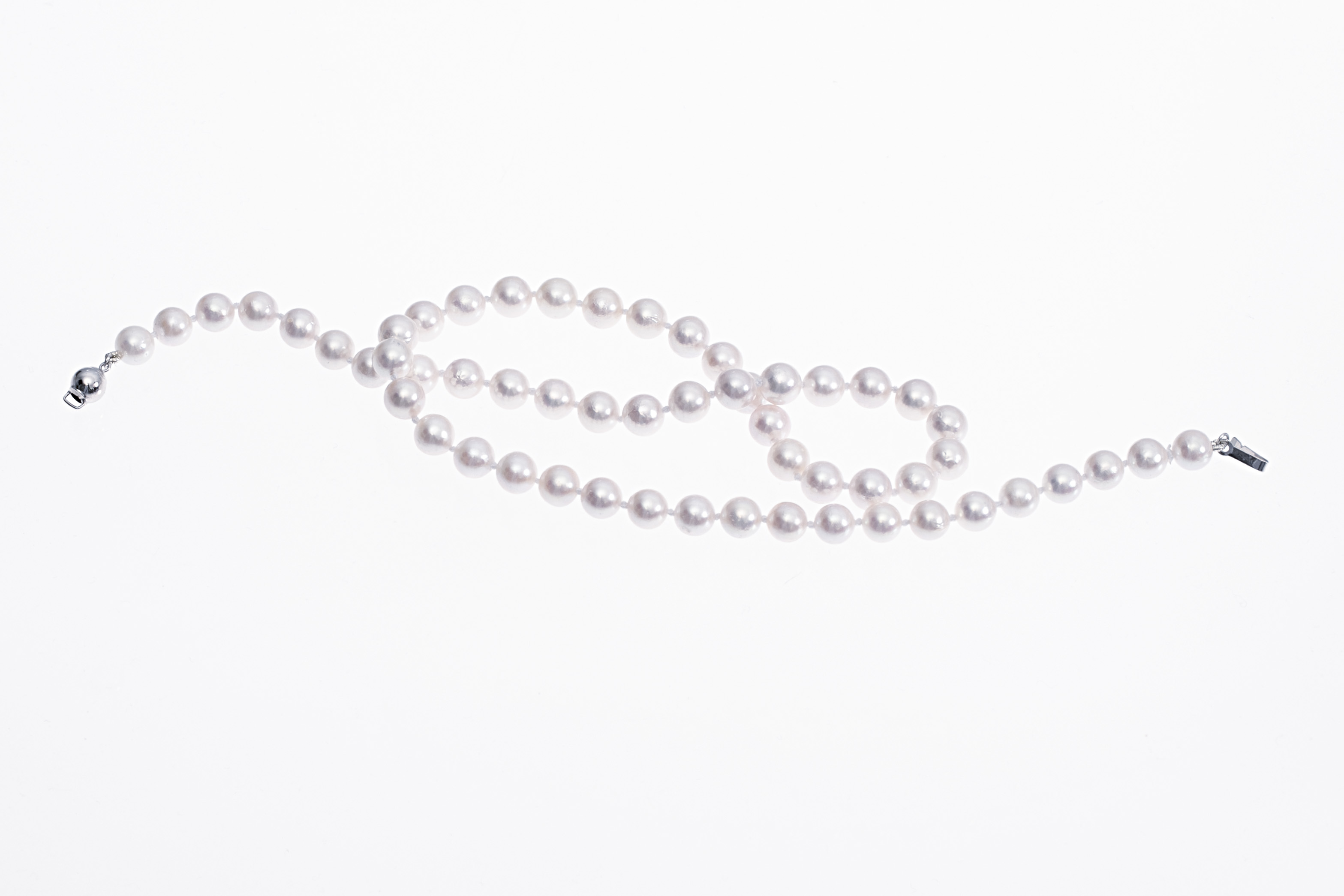 Collana di perle Akoya di qualità A da 6.5-7 mm con chiusura in oro bianco  - 2