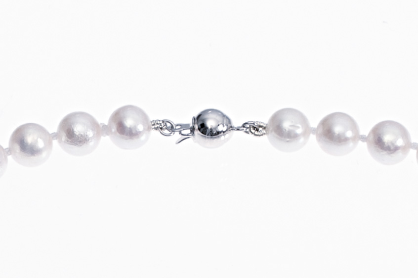 Collana di perle Akoya di qualità A da 6.5-7 mm con chiusura in oro bianco  - 3