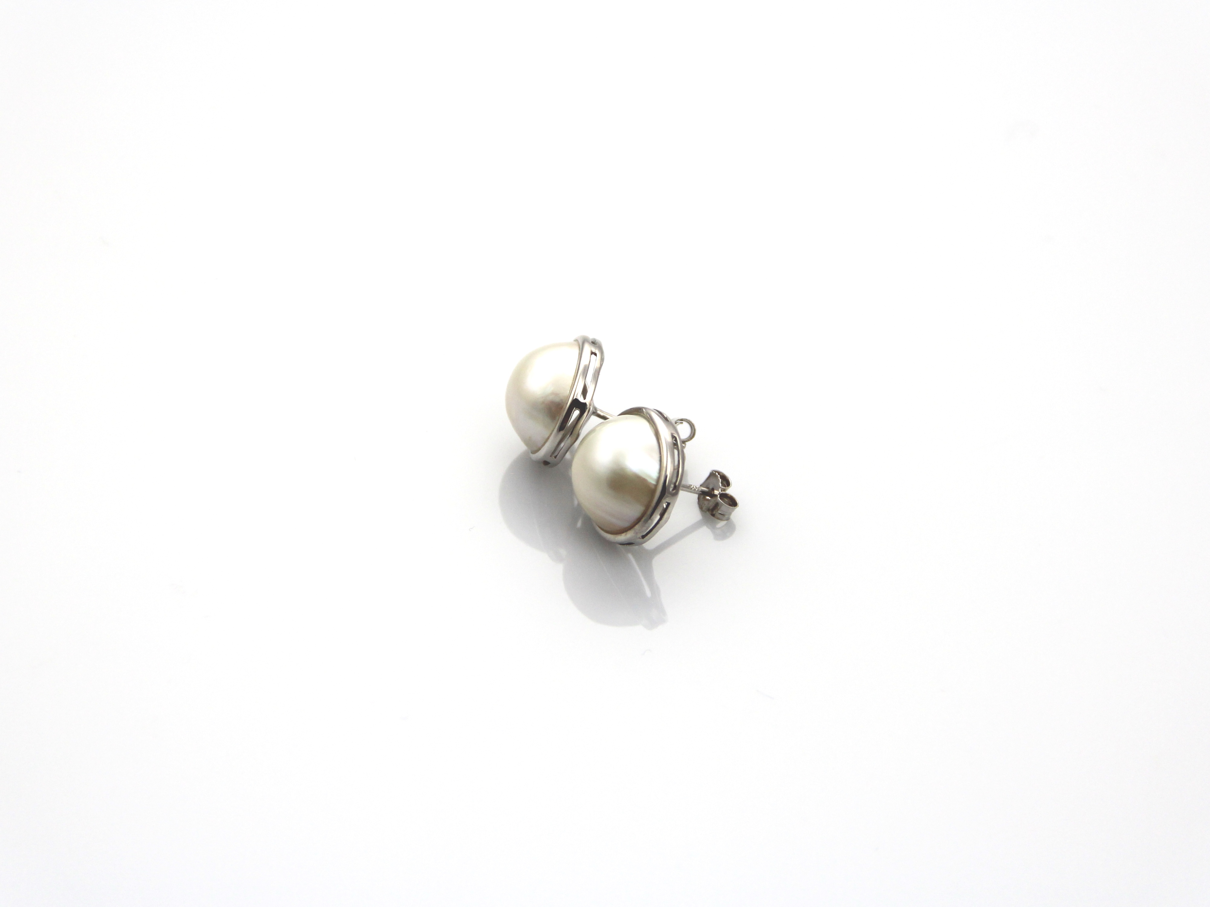 Perlenohrringe-Mabe in Silber - 5