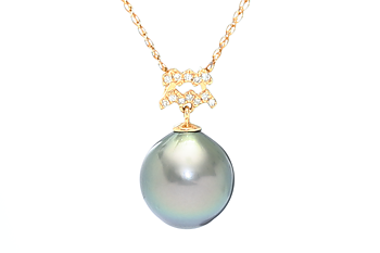 Wassermann – 20. Januar/18. Februar, Perlenanhänger Tahiti in Gold mit Diamanten 