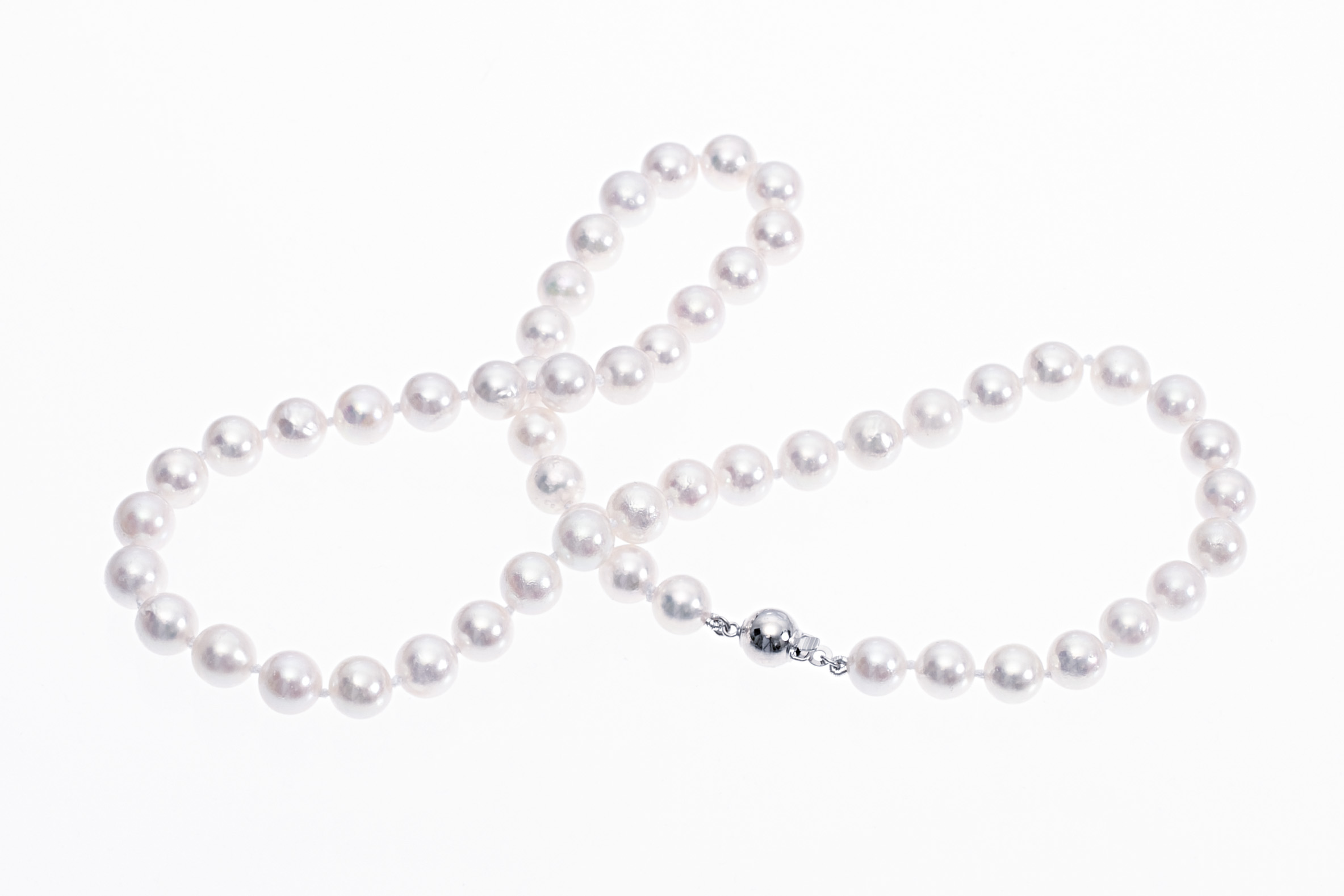 A-Kvalitet Akoyapärlcollier satt med vitguldlås 7-7.5mm