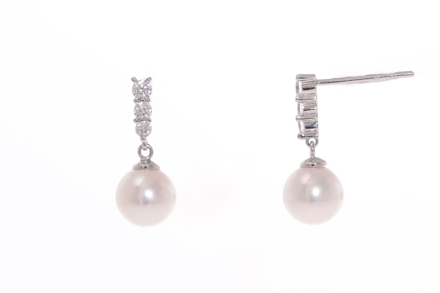 AAA-Quality Akoya pearl earrings set in white gold 7-7.5mm - 2