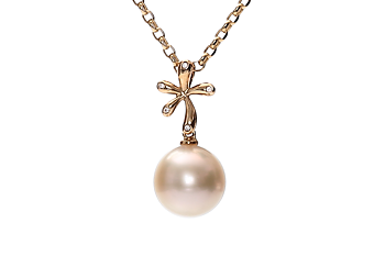 Anhänger aus goldenen Südseeperlen in Gold mit Diamanten 11–12 mm
