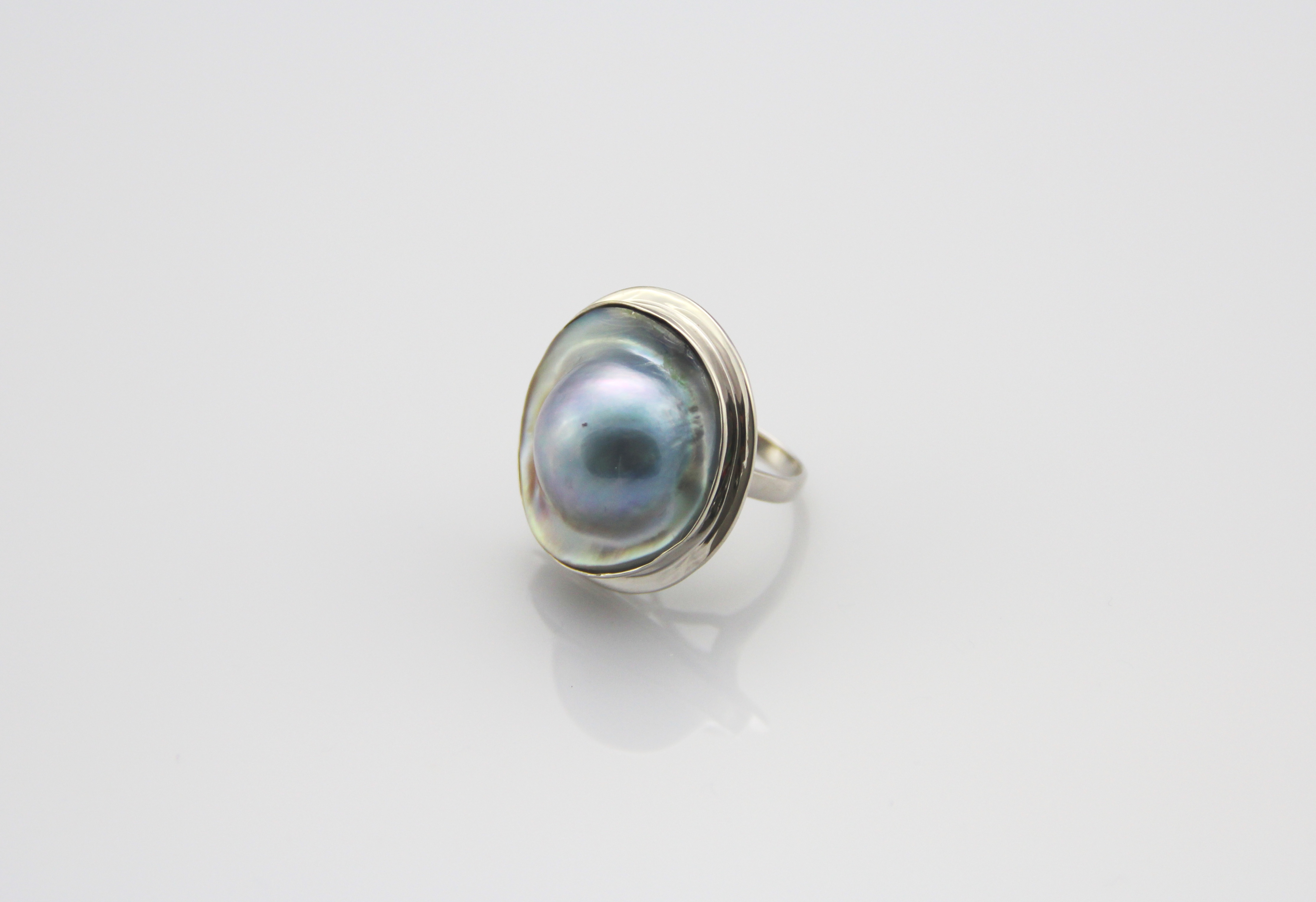 Perlenring-Mabe in Silber - 4