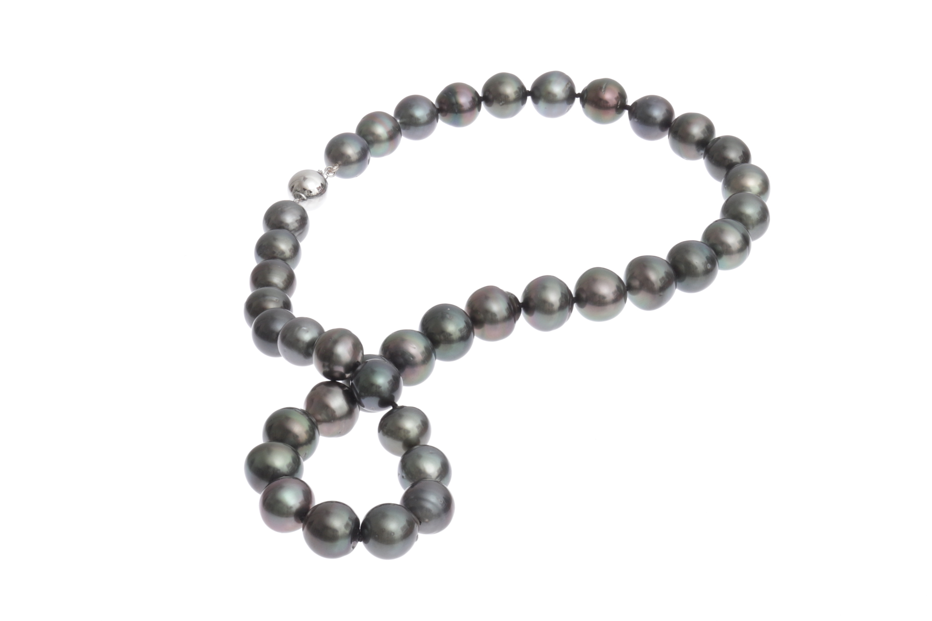Collar de perlas de Tahití de 9-11 mm con cierre de oro blanco - 6