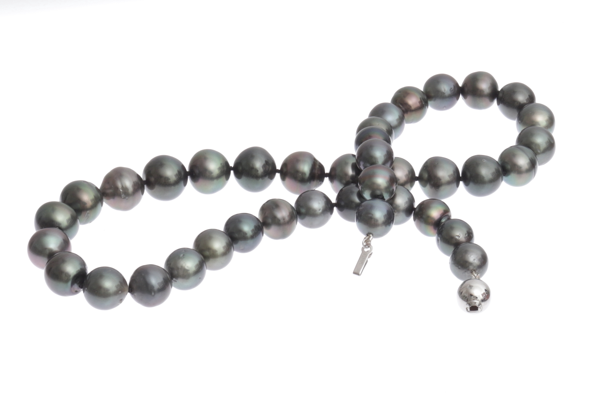 Collar de perlas de Tahití de 9-11 mm con cierre de oro blanco - 2