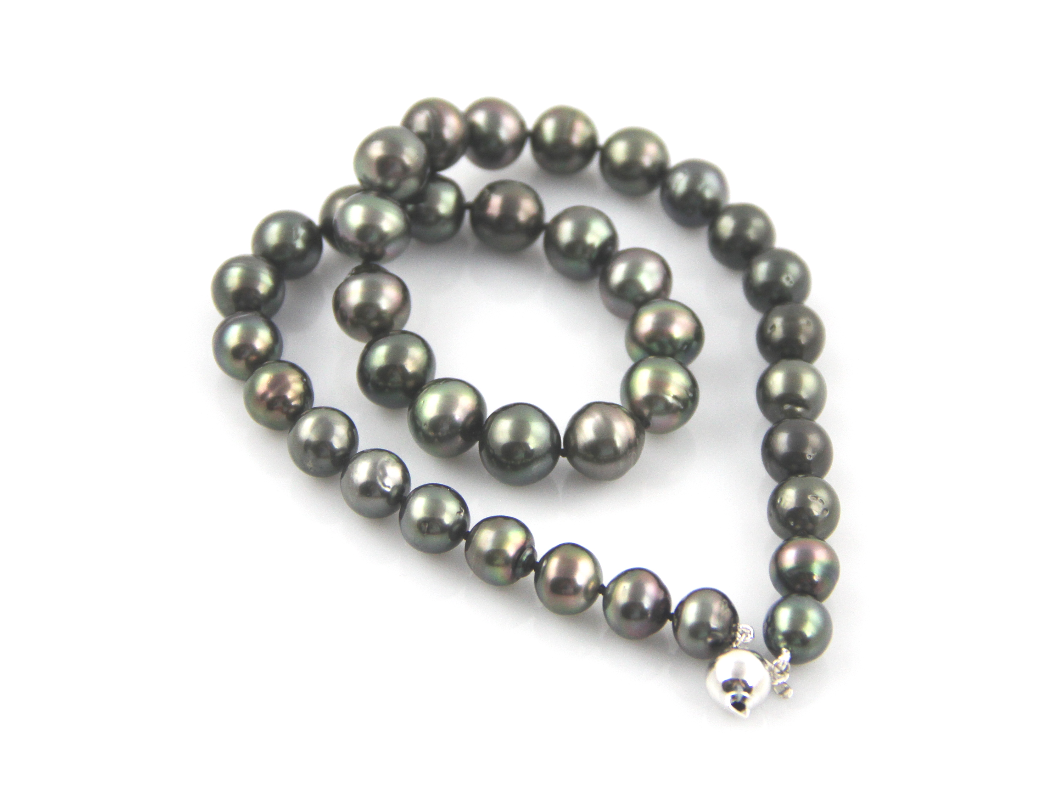 Collar de perlas de Tahití de 9-11 mm con cierre de oro blanco - 5