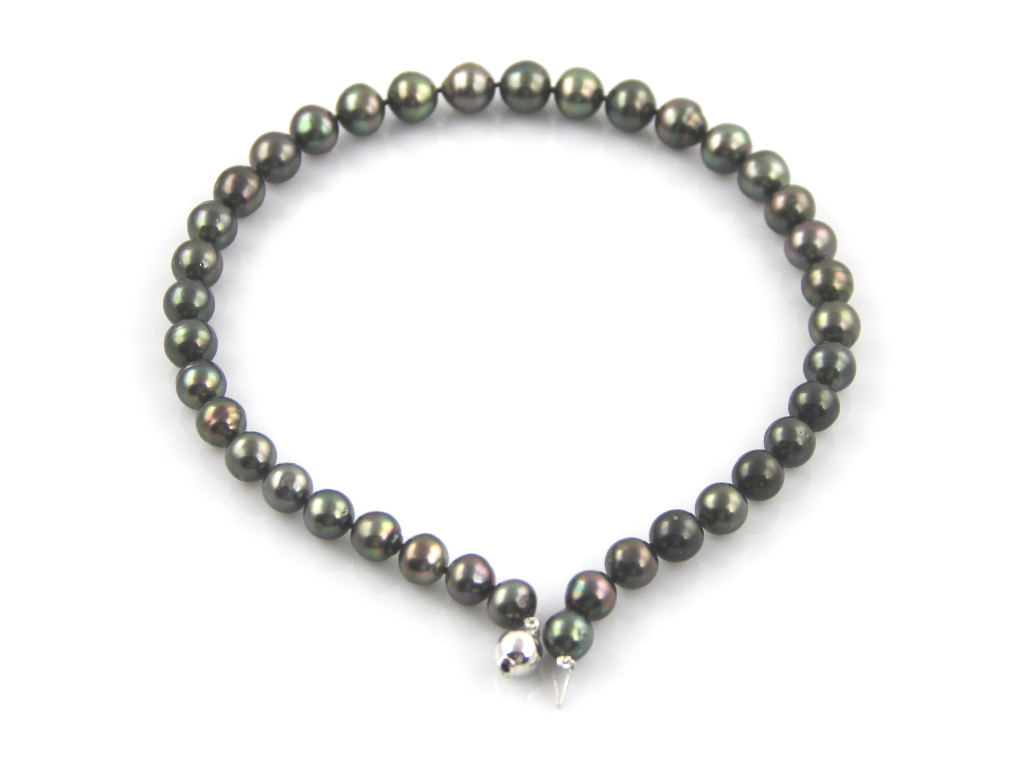 Collar de perlas de Tahití de 9-11 mm con cierre de oro blanco - 3