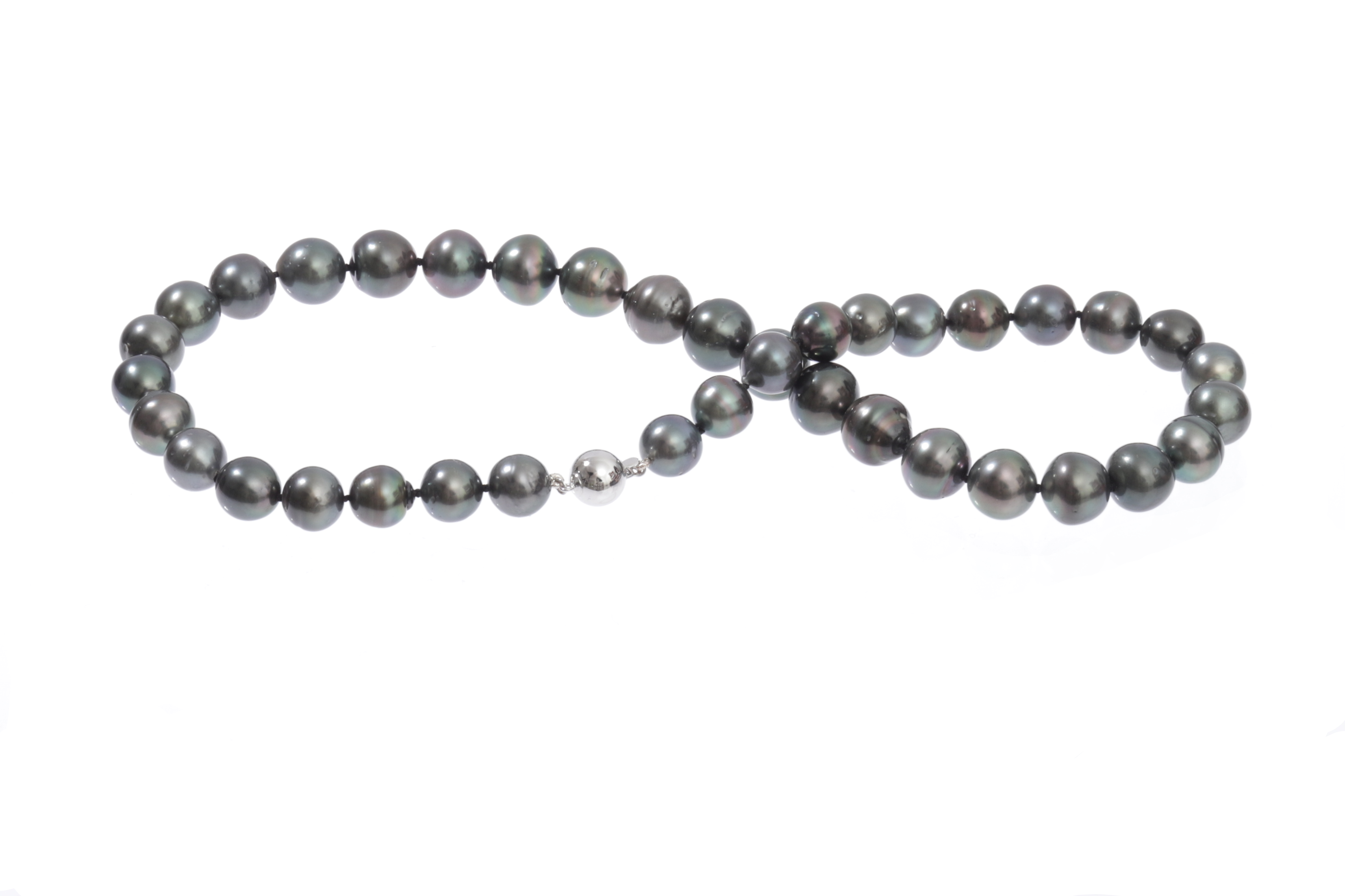 Collar de perlas de Tahití de 9-11 mm con cierre de oro blanco - 7