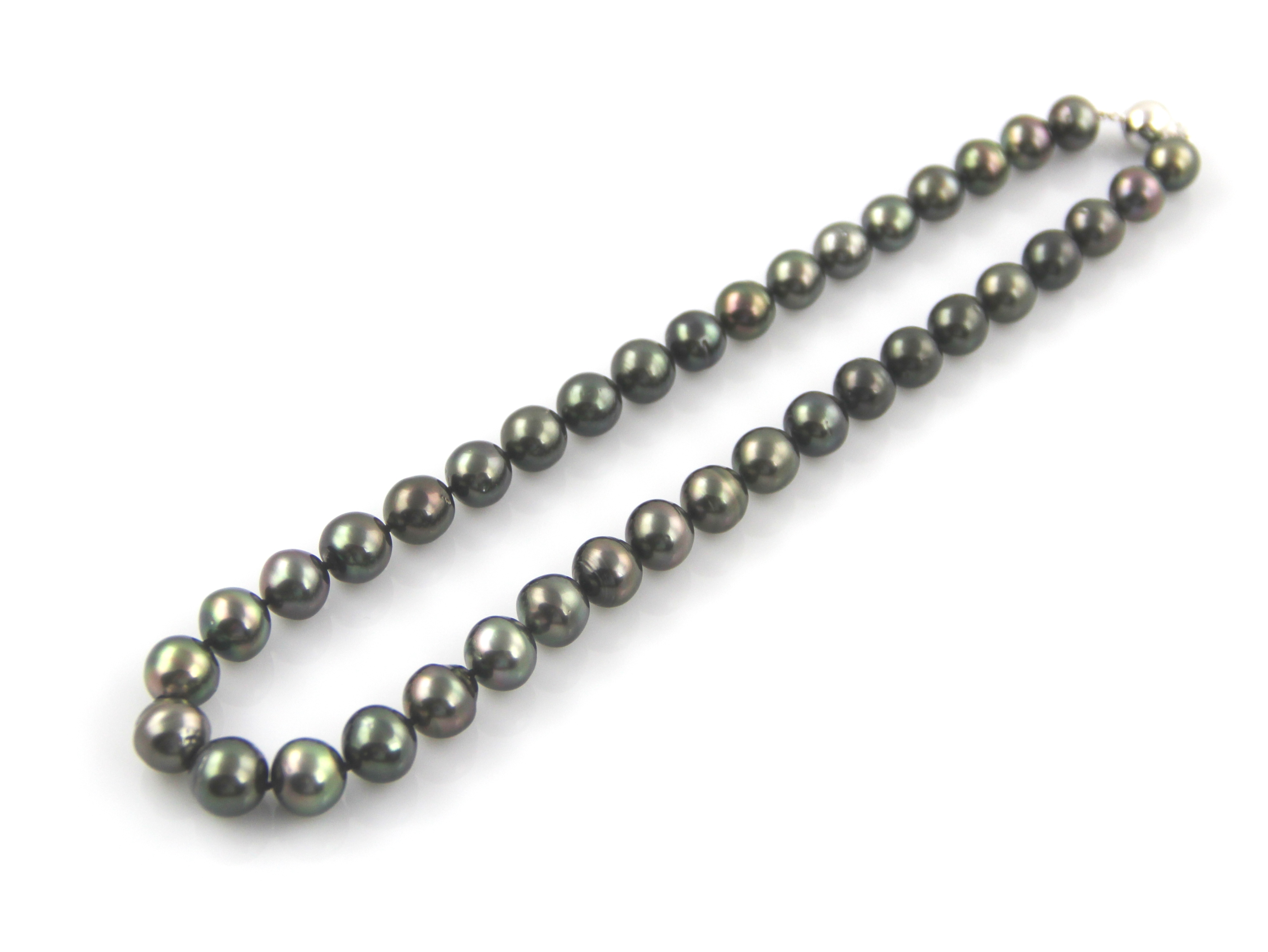 Collar de perlas de Tahití de 9-11 mm con cierre de oro blanco - 4