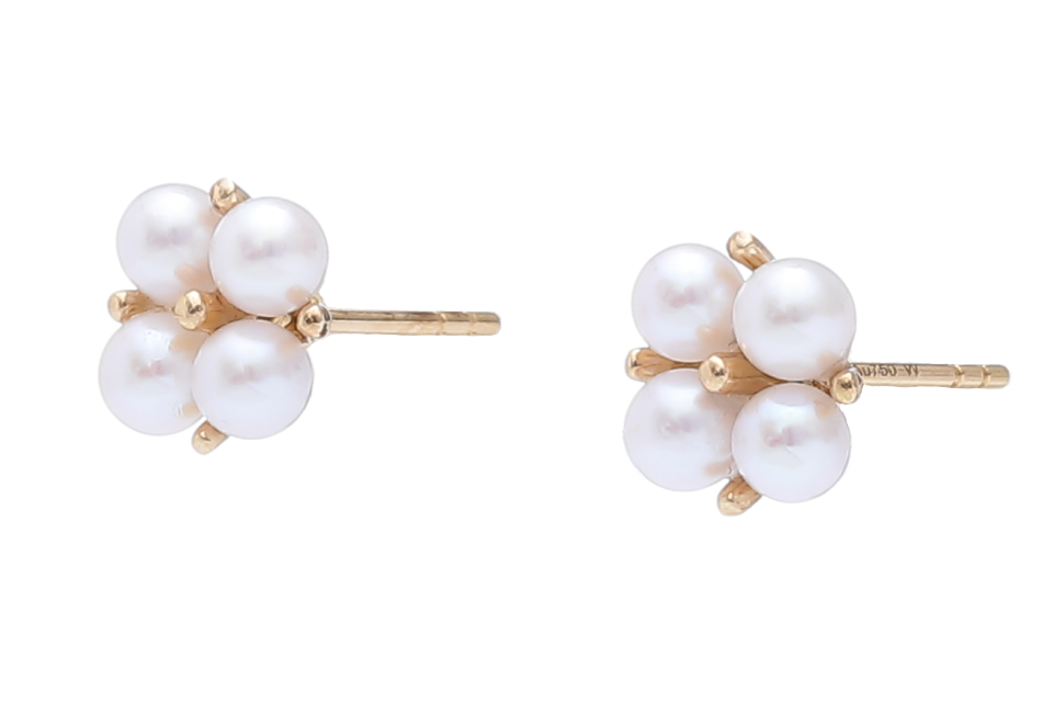 AAA-Quality Akoya pearl earrings set in gold 3.5-4mm - 3