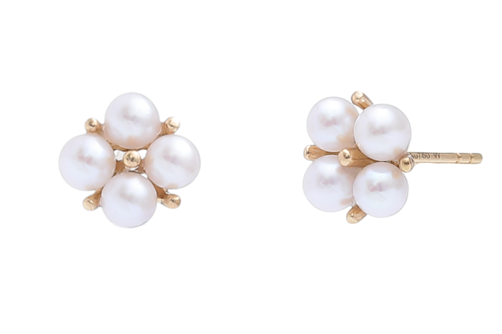 AAA-Quality Akoya pearl earrings set in gold 3.5-4mm - 2